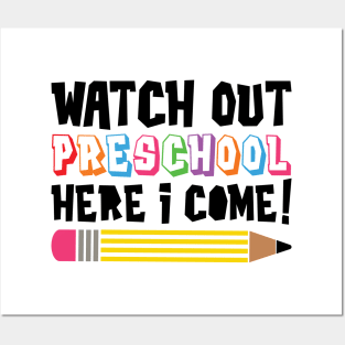 Watch Out Preschool Here I Come Funny Back to School Kids Posters and Art